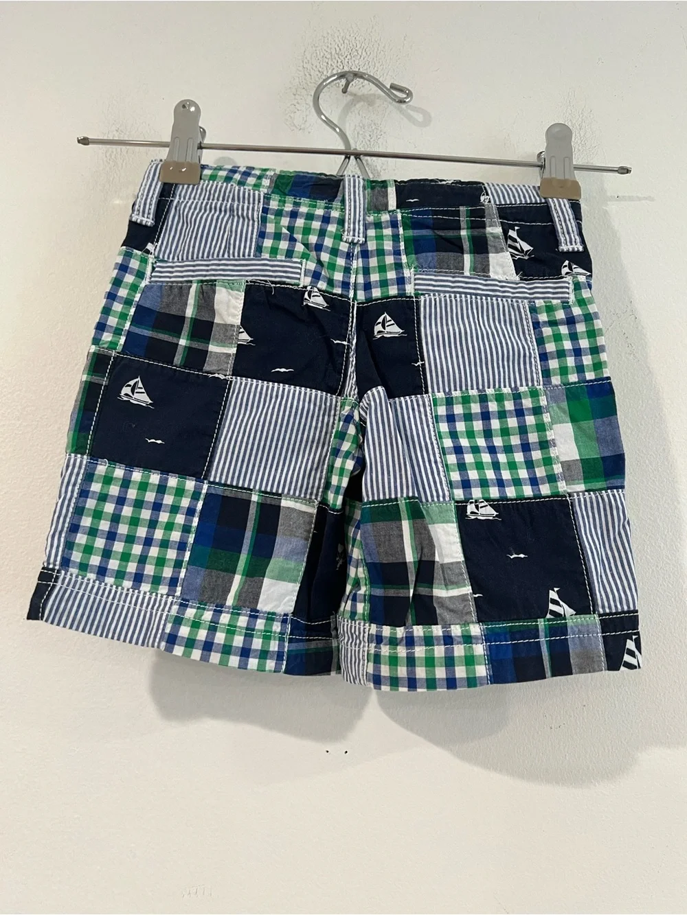 Gymboree Patchwork Plaid Shorts - Navy, Green & White